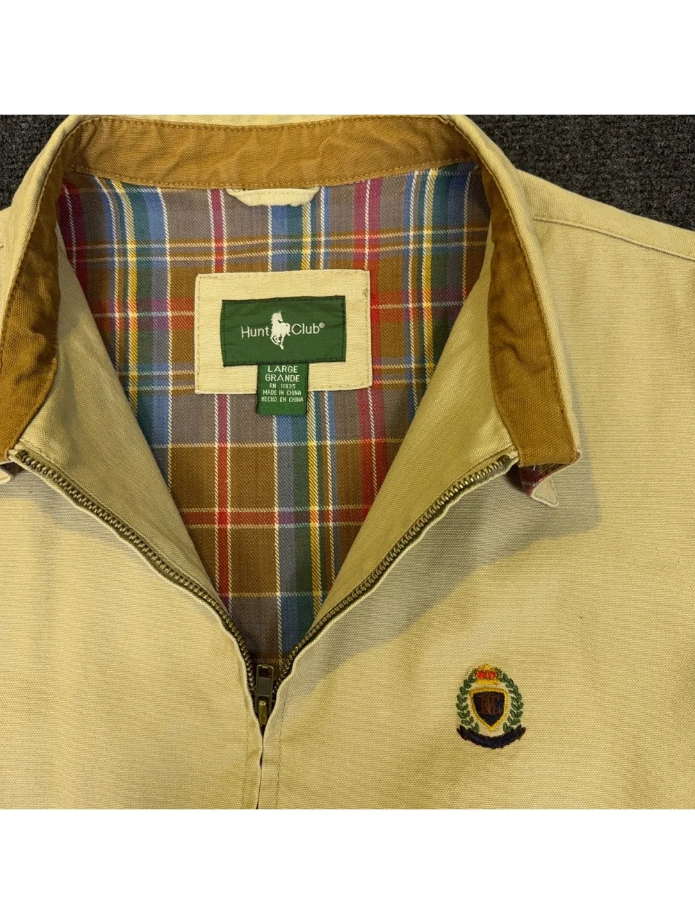 Vintage Hunt Club Men's Harrington Jacket Khaki Men's L